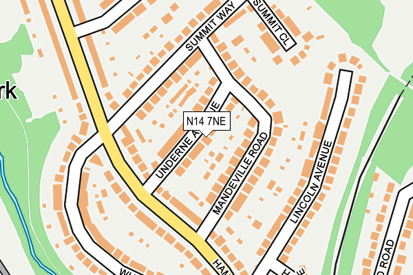 N14 7NE map - OS OpenMap – Local (Ordnance Survey)