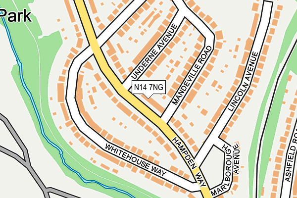 N14 7NG map - OS OpenMap – Local (Ordnance Survey)