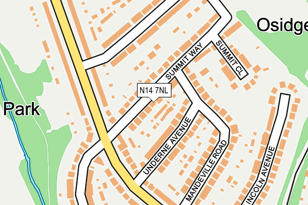 N14 7NL map - OS OpenMap – Local (Ordnance Survey)