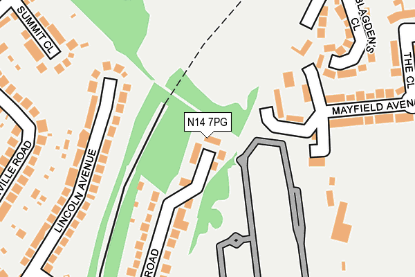 N14 7PG map - OS OpenMap – Local (Ordnance Survey)
