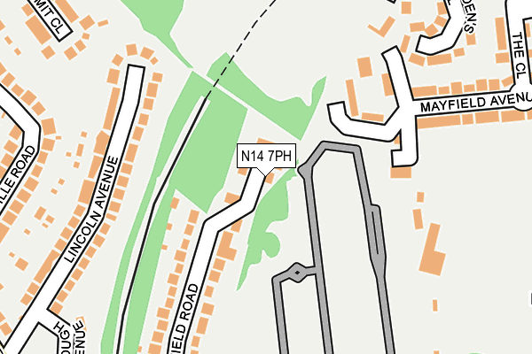 N14 7PH map - OS OpenMap – Local (Ordnance Survey)