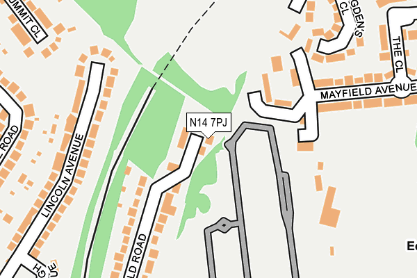 N14 7PJ map - OS OpenMap – Local (Ordnance Survey)