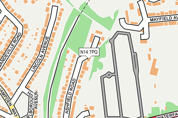 N14 7PQ map - OS OpenMap – Local (Ordnance Survey)