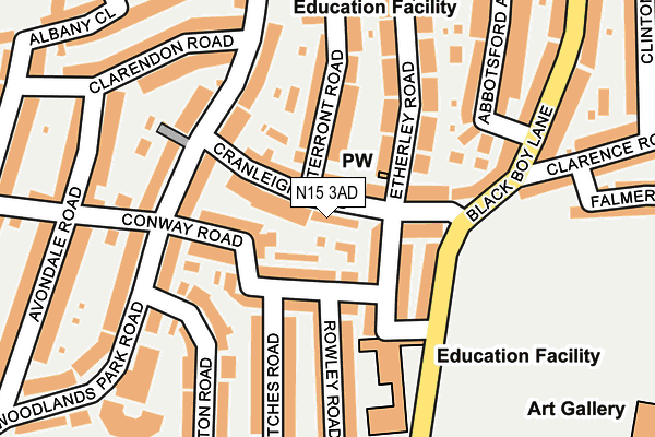 N15 3AD map - OS OpenMap – Local (Ordnance Survey)