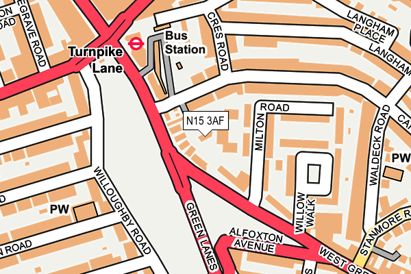 N15 3AF map - OS OpenMap – Local (Ordnance Survey)