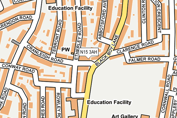 N15 3AH map - OS OpenMap – Local (Ordnance Survey)