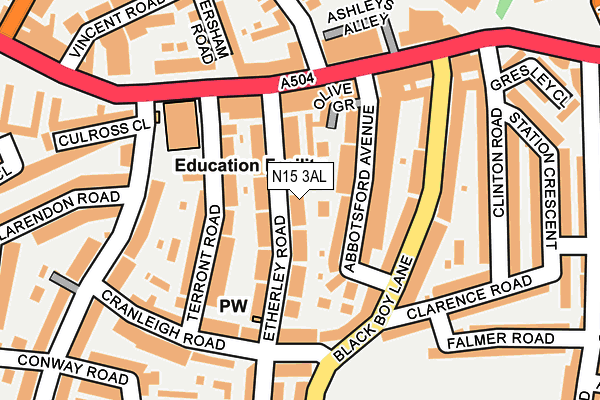 N15 3AL map - OS OpenMap – Local (Ordnance Survey)