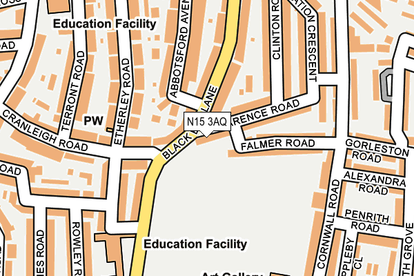 N15 3AQ map - OS OpenMap – Local (Ordnance Survey)