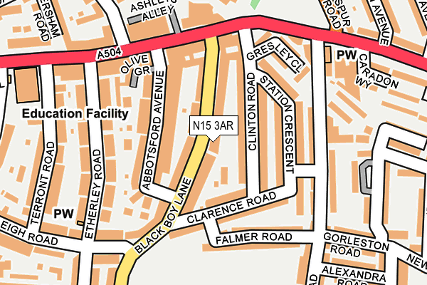 N15 3AR map - OS OpenMap – Local (Ordnance Survey)