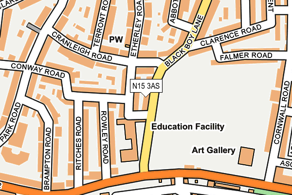 N15 3AS map - OS OpenMap – Local (Ordnance Survey)