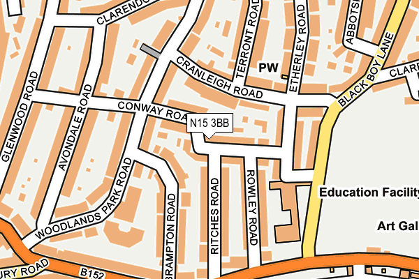 N15 3BB map - OS OpenMap – Local (Ordnance Survey)