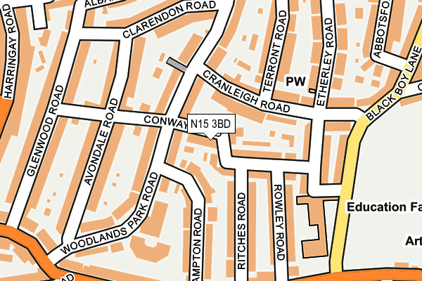 N15 3BD map - OS OpenMap – Local (Ordnance Survey)