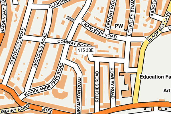 N15 3BE map - OS OpenMap – Local (Ordnance Survey)