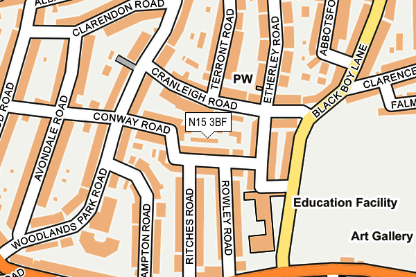 N15 3BF map - OS OpenMap – Local (Ordnance Survey)