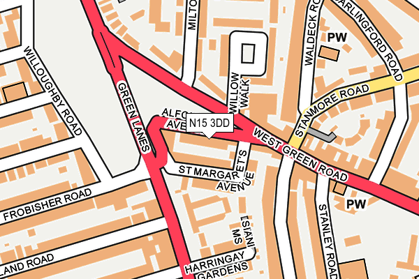 N15 3DD map - OS OpenMap – Local (Ordnance Survey)