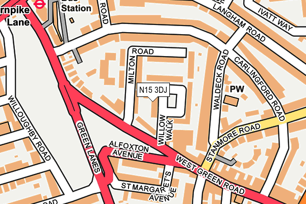 N15 3DJ map - OS OpenMap – Local (Ordnance Survey)