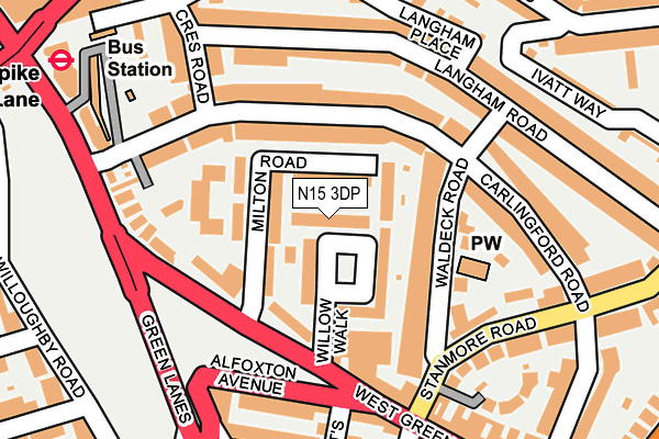 N15 3DP map - OS OpenMap – Local (Ordnance Survey)