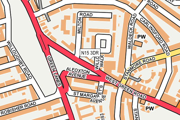 N15 3DR map - OS OpenMap – Local (Ordnance Survey)