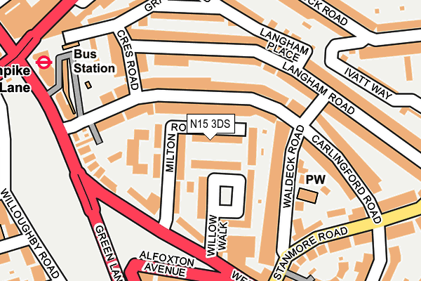 N15 3DS map - OS OpenMap – Local (Ordnance Survey)