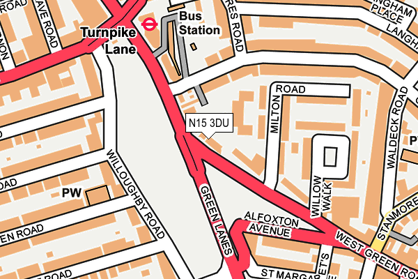 N15 3DU map - OS OpenMap – Local (Ordnance Survey)