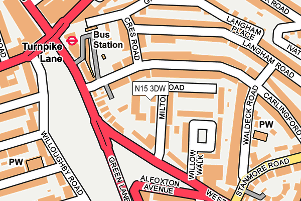 N15 3DW map - OS OpenMap – Local (Ordnance Survey)