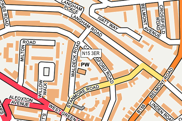 N15 3ER map - OS OpenMap – Local (Ordnance Survey)