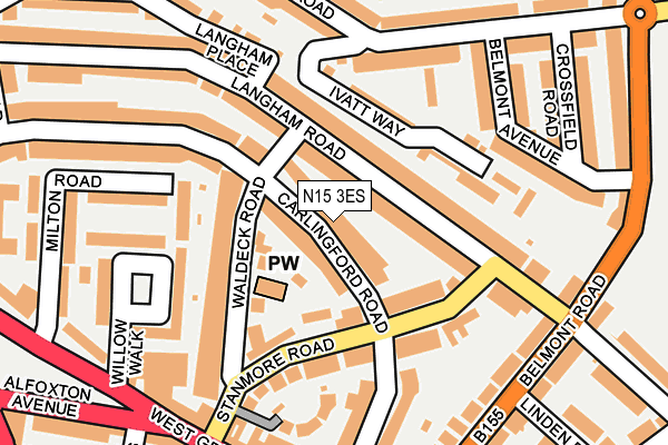 N15 3ES map - OS OpenMap – Local (Ordnance Survey)