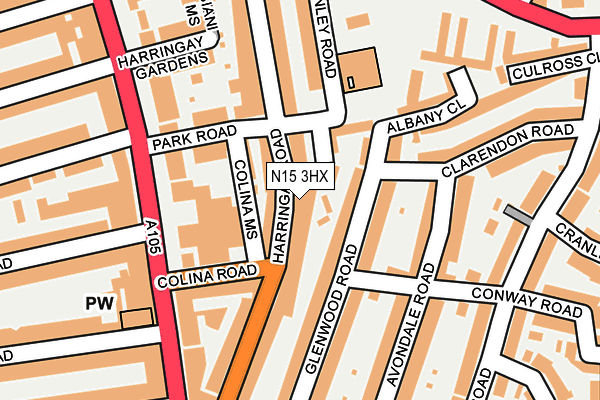 N15 3HX map - OS OpenMap – Local (Ordnance Survey)