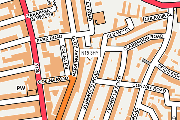 N15 3HY map - OS OpenMap – Local (Ordnance Survey)