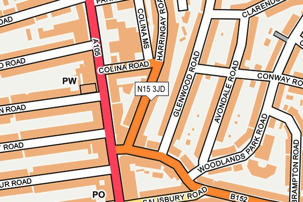 N15 3JD map - OS OpenMap – Local (Ordnance Survey)