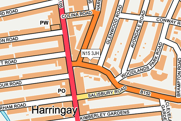 N15 3JH map - OS OpenMap – Local (Ordnance Survey)