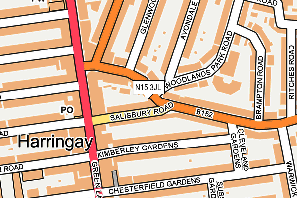 N15 3JL map - OS OpenMap – Local (Ordnance Survey)