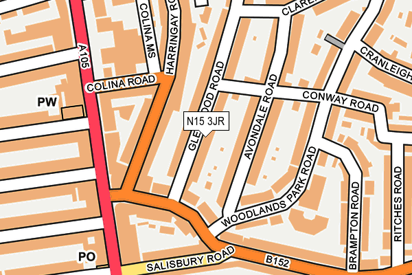 N15 3JR map - OS OpenMap – Local (Ordnance Survey)