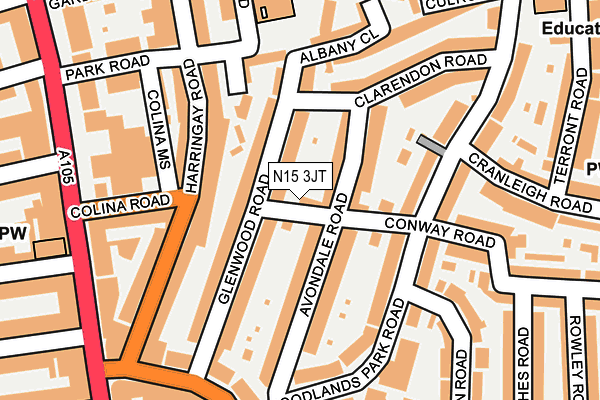 N15 3JT map - OS OpenMap – Local (Ordnance Survey)