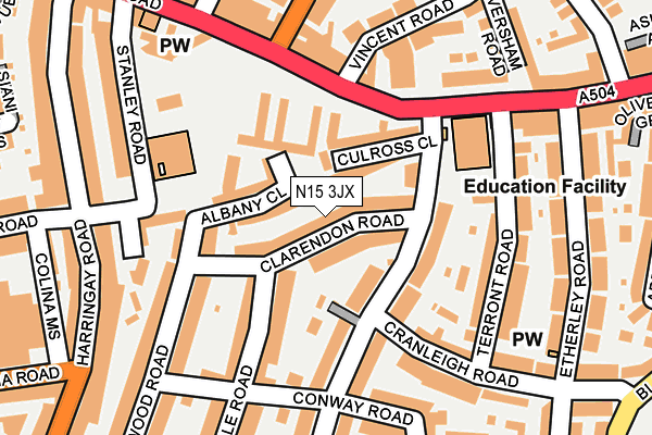 N15 3JX map - OS OpenMap – Local (Ordnance Survey)