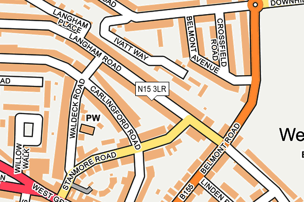 N15 3LR map - OS OpenMap – Local (Ordnance Survey)