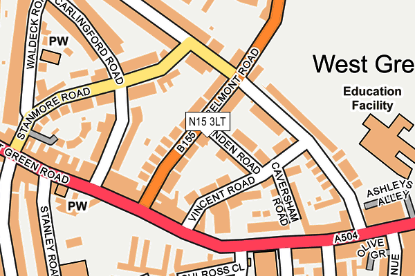 N15 3LT map - OS OpenMap – Local (Ordnance Survey)