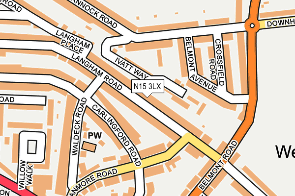 N15 3LX map - OS OpenMap – Local (Ordnance Survey)