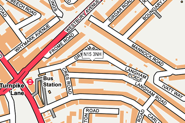 N15 3NH map - OS OpenMap – Local (Ordnance Survey)