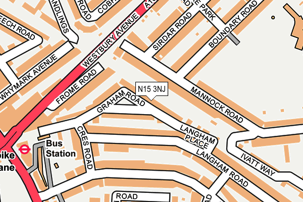 N15 3NJ map - OS OpenMap – Local (Ordnance Survey)