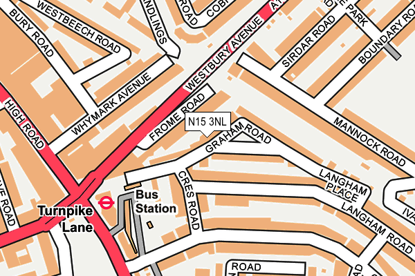 N15 3NL map - OS OpenMap – Local (Ordnance Survey)