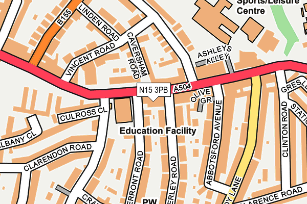 N15 3PB map - OS OpenMap – Local (Ordnance Survey)