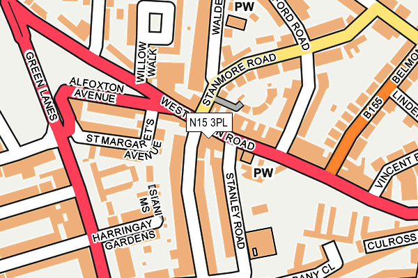 N15 3PL map - OS OpenMap – Local (Ordnance Survey)