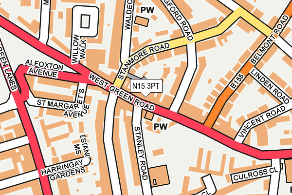 N15 3PT map - OS OpenMap – Local (Ordnance Survey)