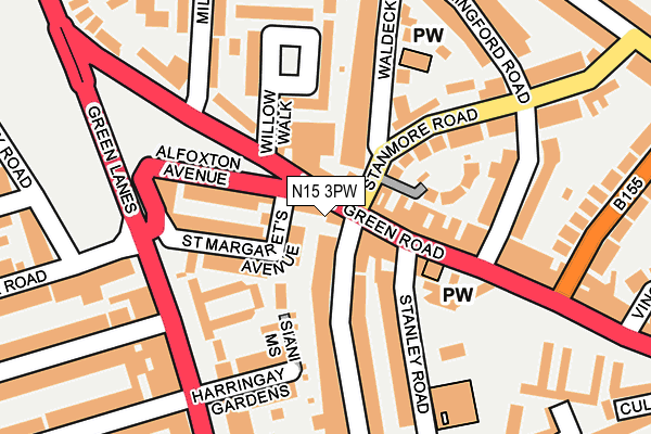 N15 3PW map - OS OpenMap – Local (Ordnance Survey)