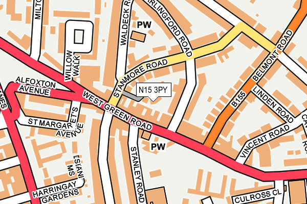 N15 3PY map - OS OpenMap – Local (Ordnance Survey)