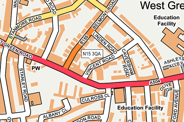 N15 3QA map - OS OpenMap – Local (Ordnance Survey)