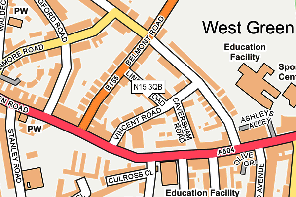 N15 3QB map - OS OpenMap – Local (Ordnance Survey)