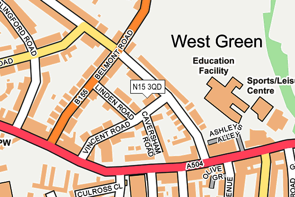 N15 3QD map - OS OpenMap – Local (Ordnance Survey)