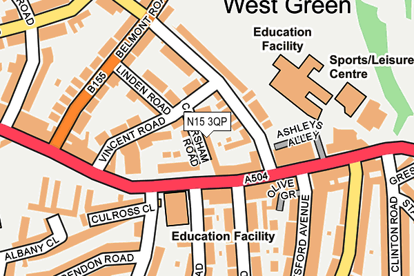 N15 3QP map - OS OpenMap – Local (Ordnance Survey)